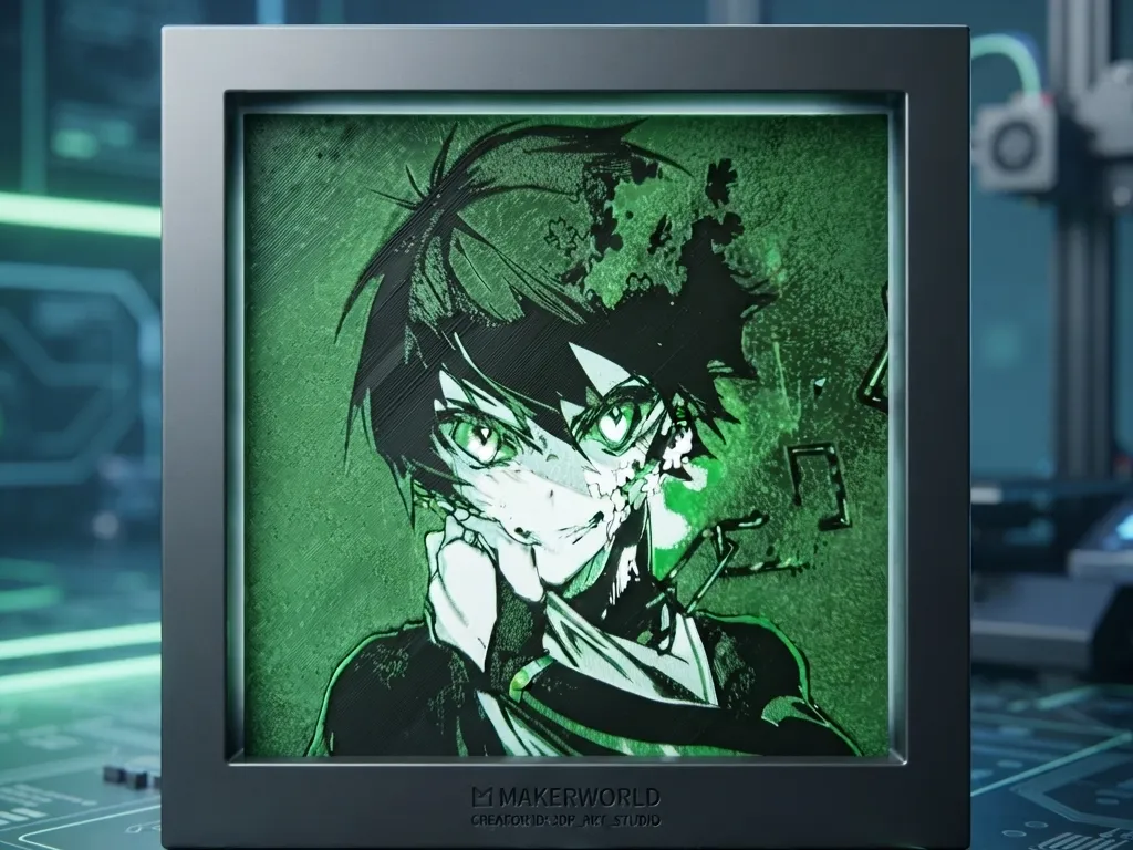 Cyberpunk Anime Portrait by HueForge Lithophane