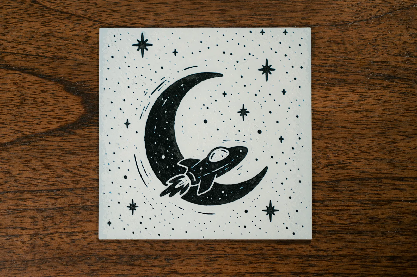 Moon and Rocket Ship