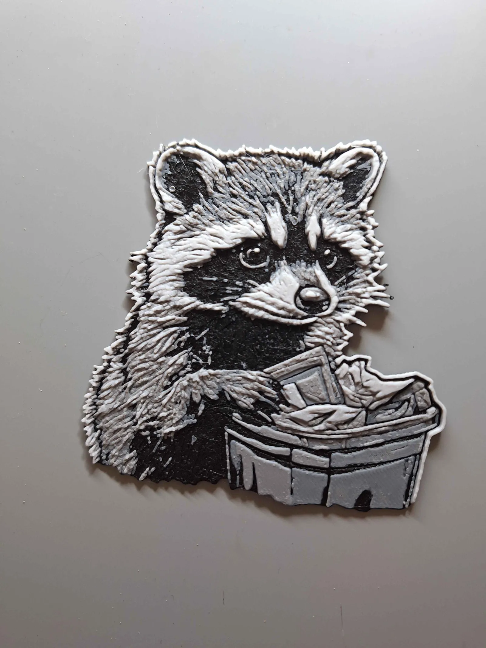 Raccoon in the garbage - Hueforge