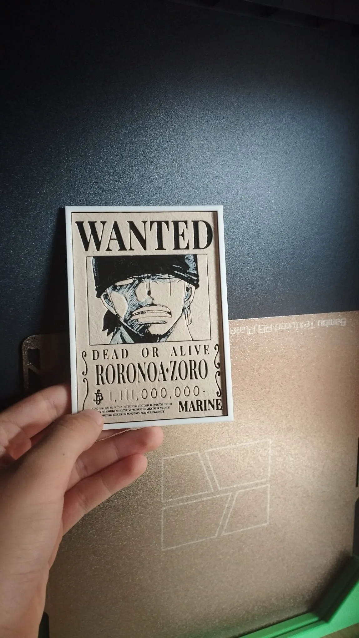 Zoro Wanted Poster (One Piece Hueforge)