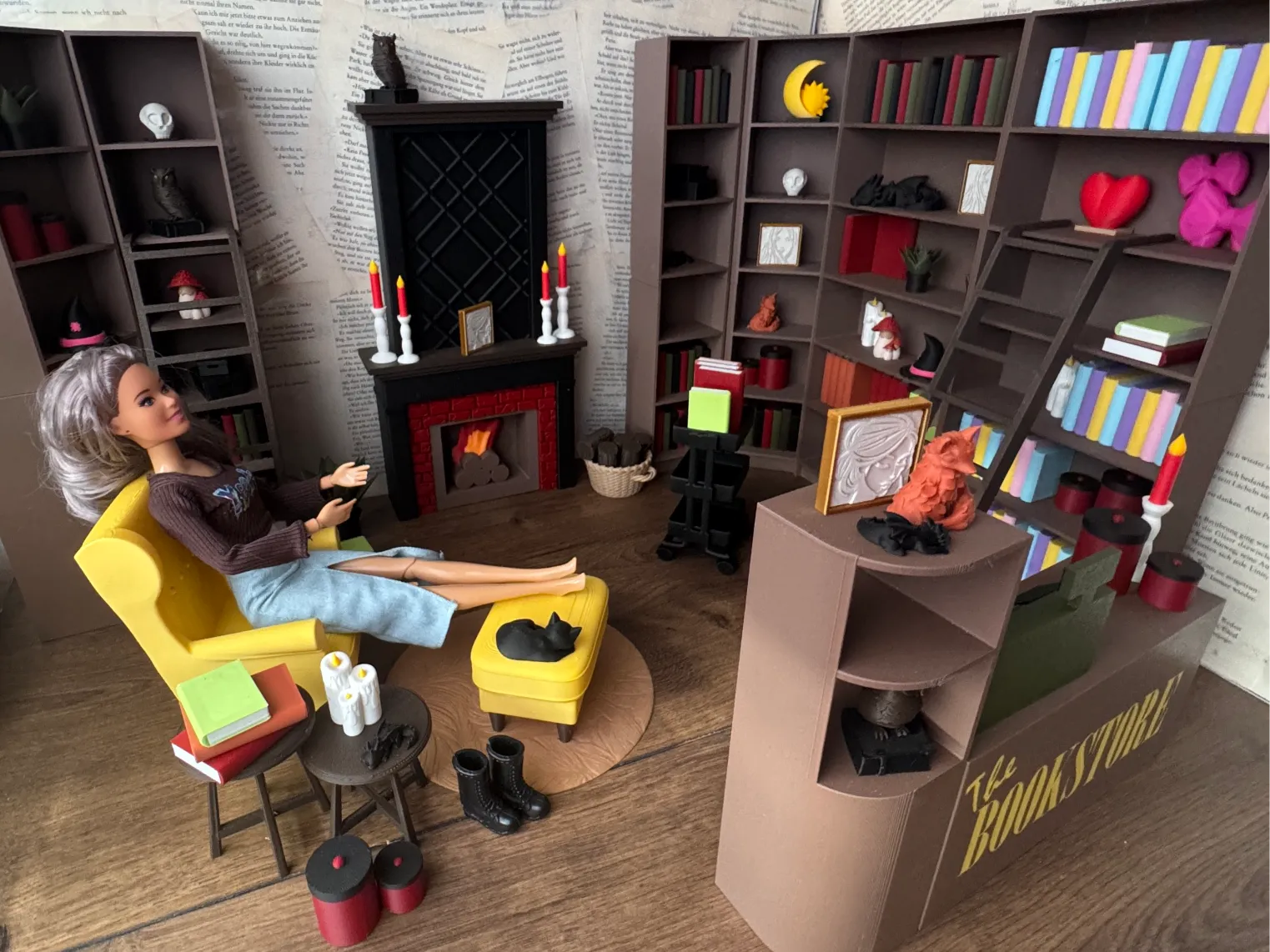 Liebevolle Miniatur Bibliothek Puppenhaus