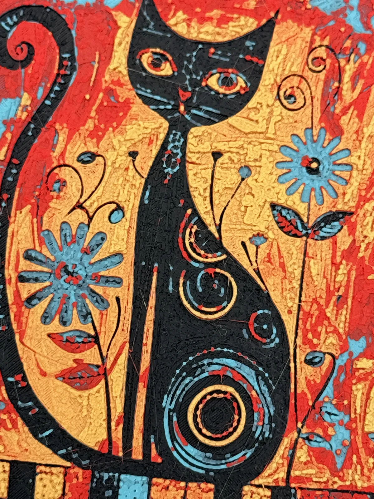 Whimsical Folk Art Cat Hueforge