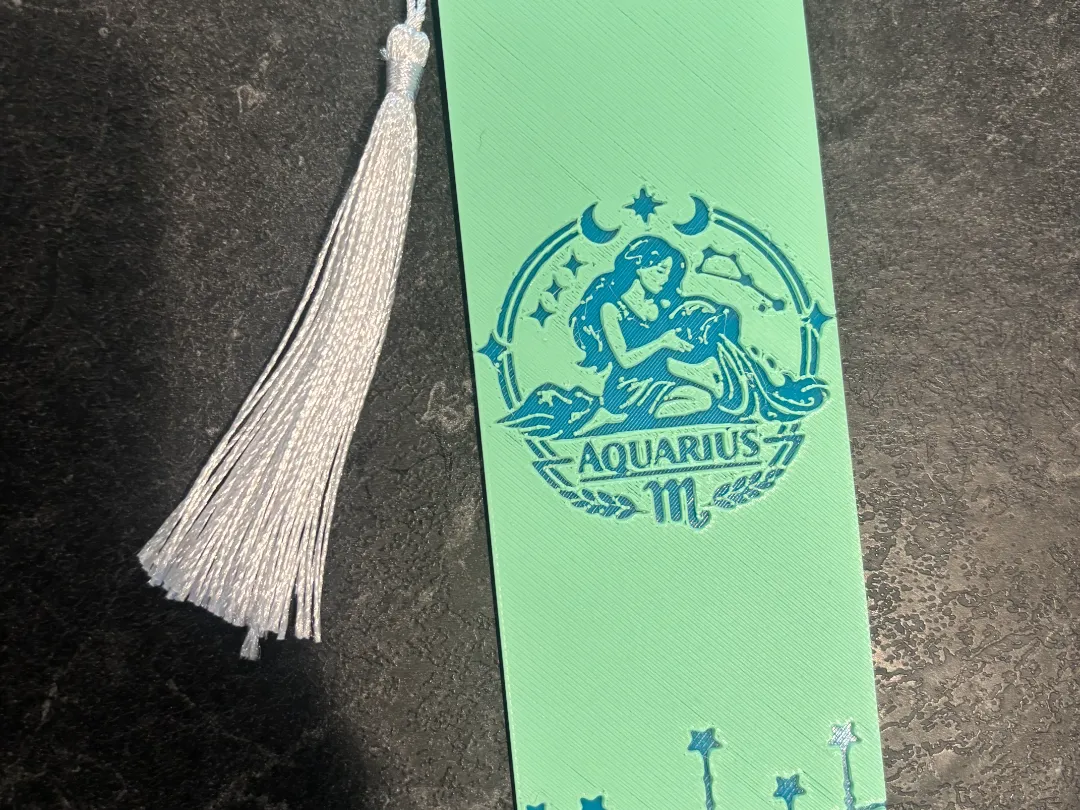 Aquarius Zodiac Sign Bookmark Hueforge