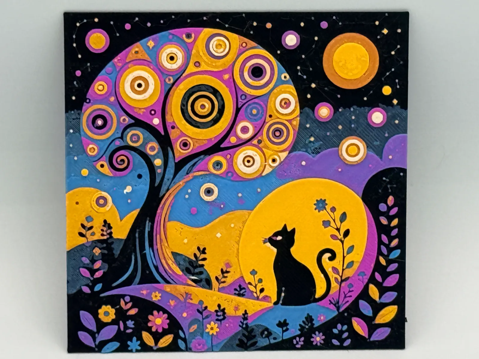 Whimsical Cat at Night Hueforge