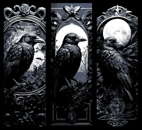 Carvings Raven and the Midnight Moon - 3 Bookmarks