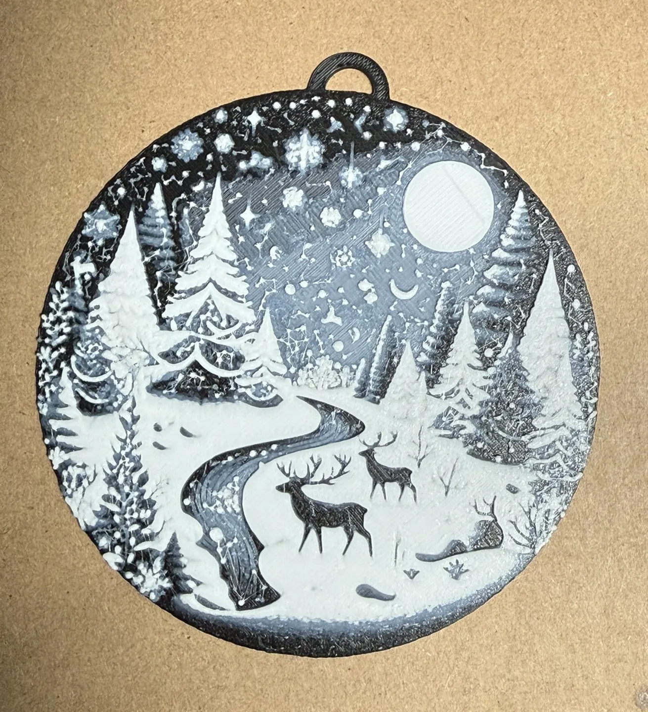 Christmas landscape in snow globe hueforge