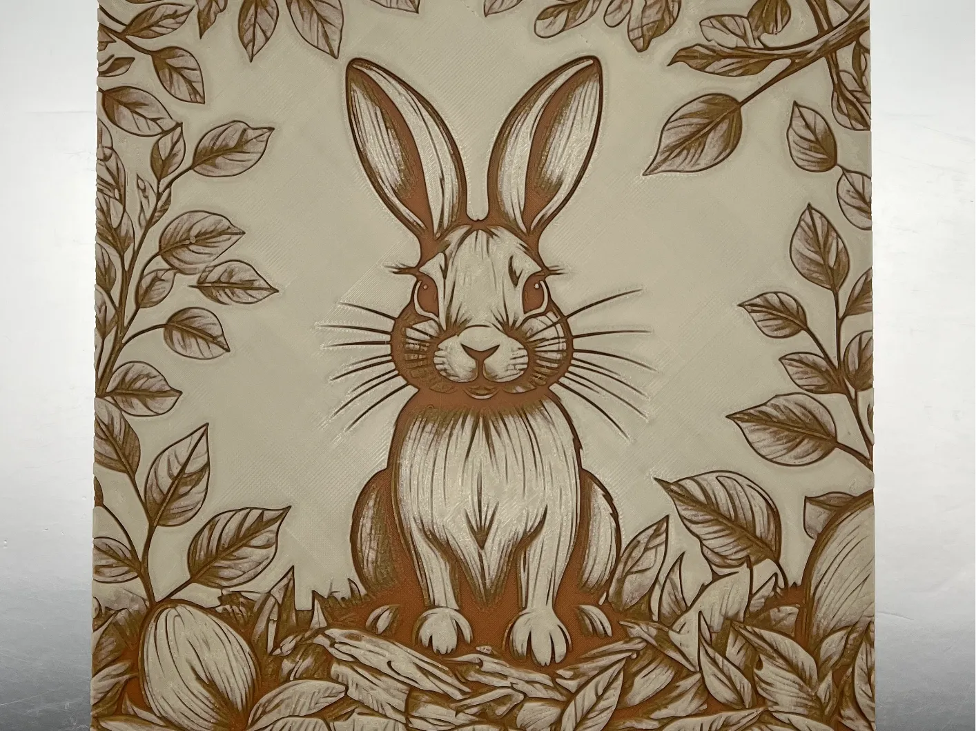 Woodland Rabbit Wood Engraving Hueforge