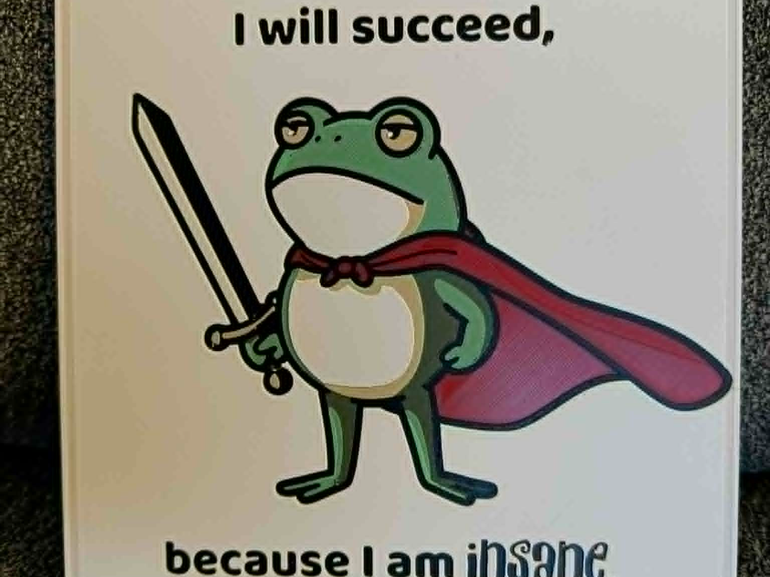 I will succeed because I'm insane -Frog Warrior 7c