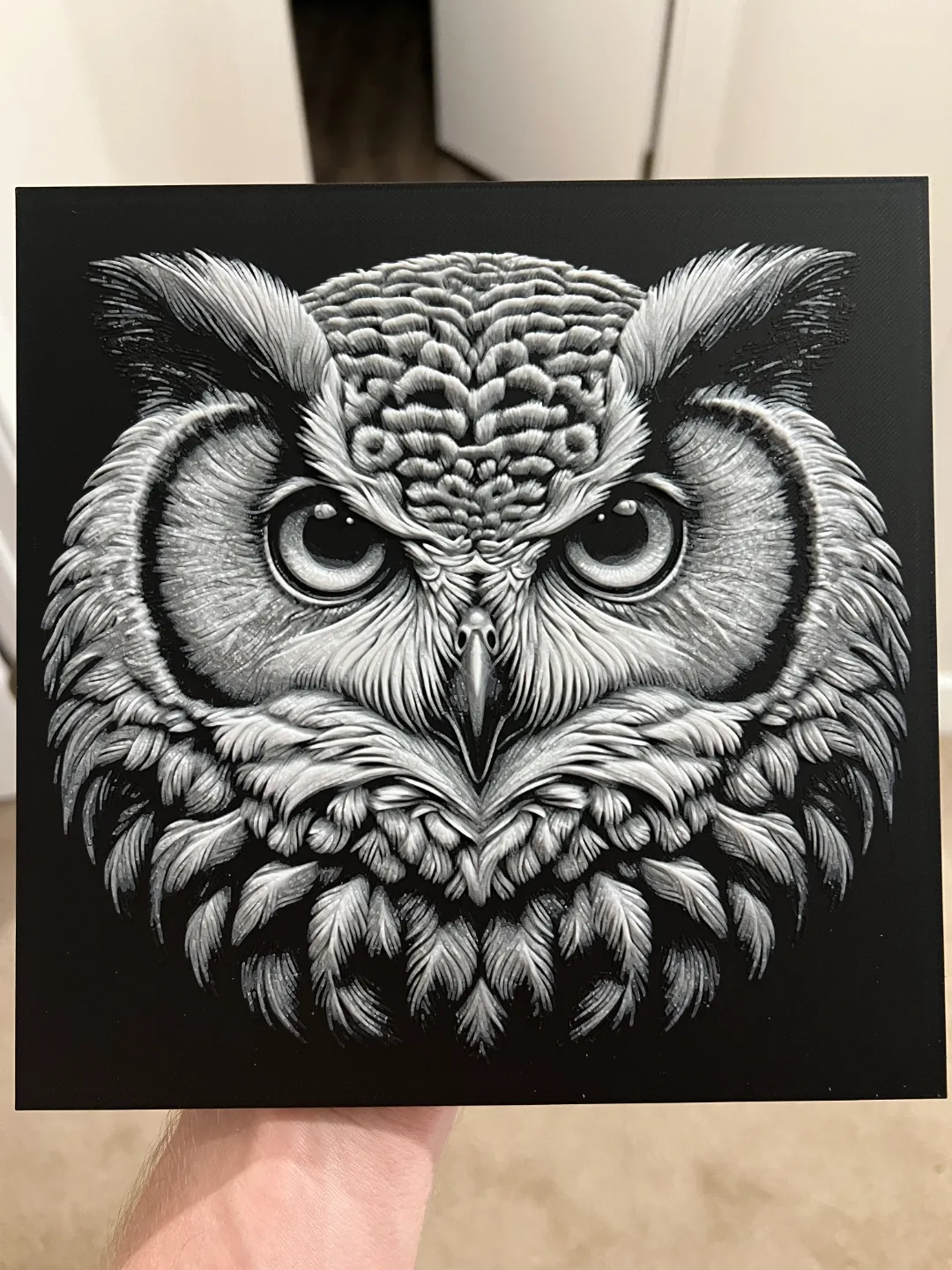 Grayscale Owl Hueforge