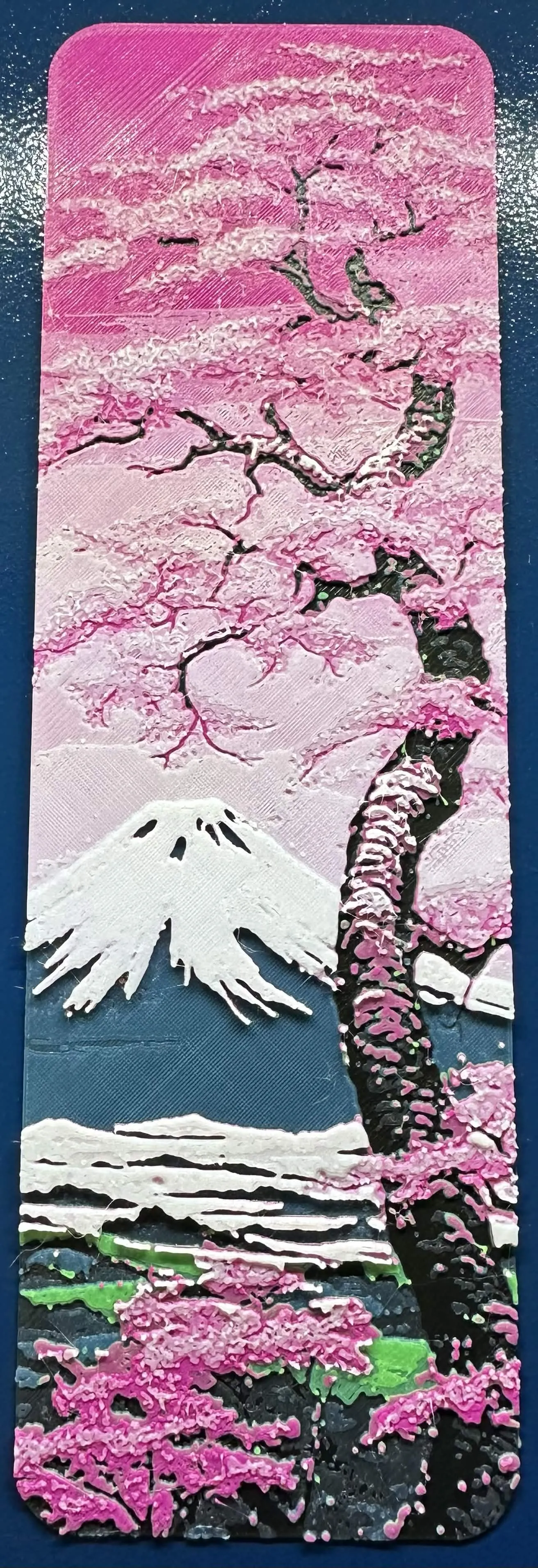 Mount Fuji Cherry Blossom HueForge Bookmark