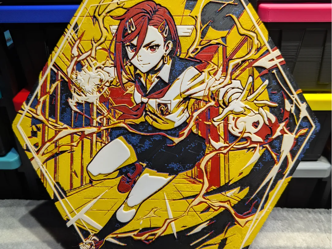 Momo Ayase "Supernatural Power" Hexagon Hueforge