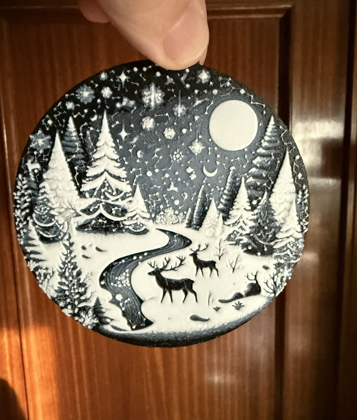 Christmas landscape in snow globe hueforge