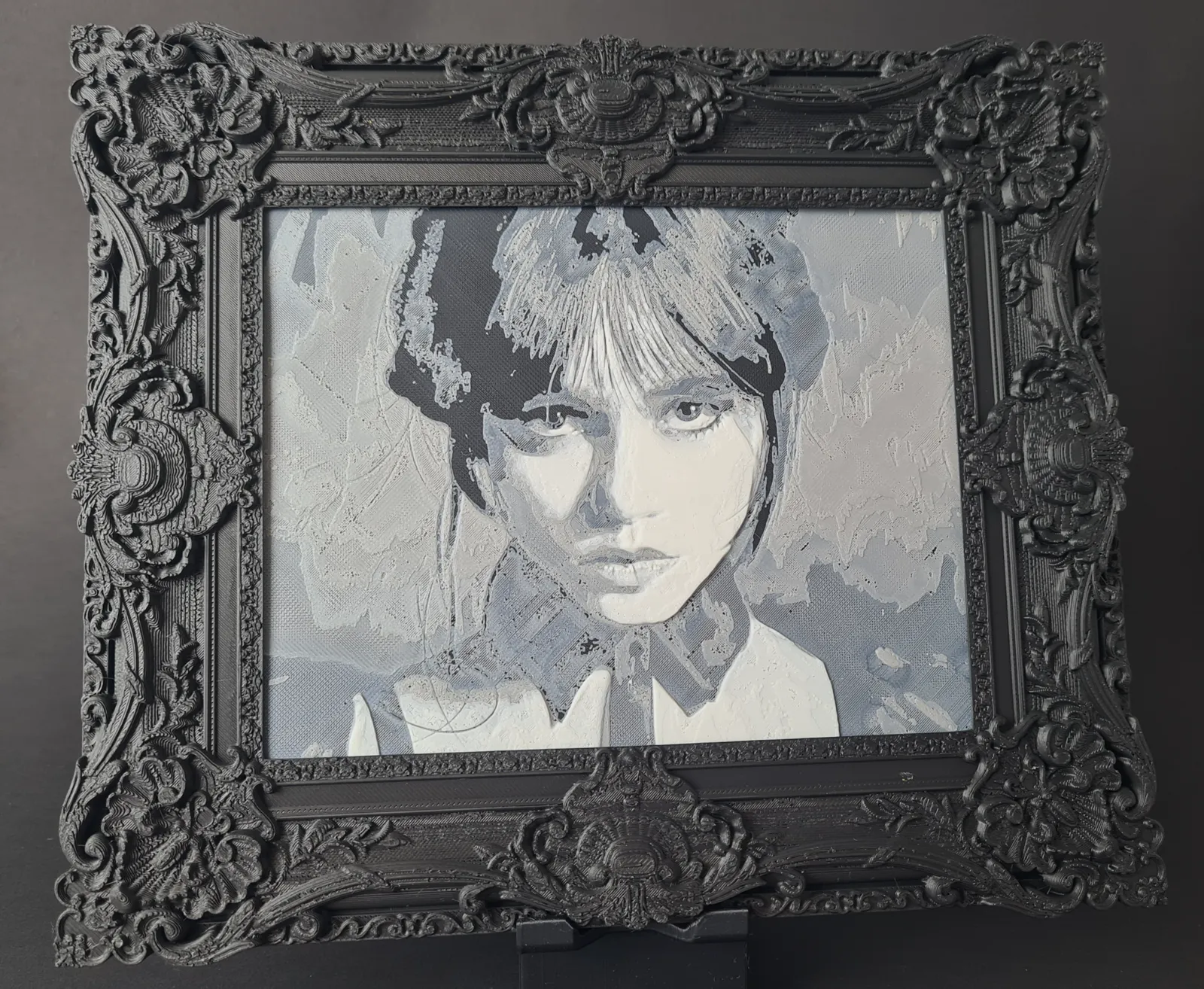 Wednesday Addams Hueforge portrait with it's baroque frame