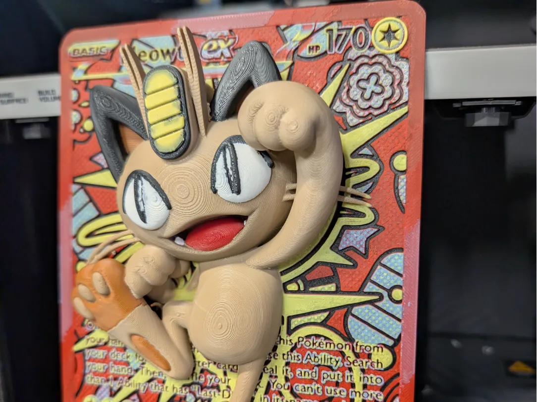 Oversized 3D Meowth Pokemon Card