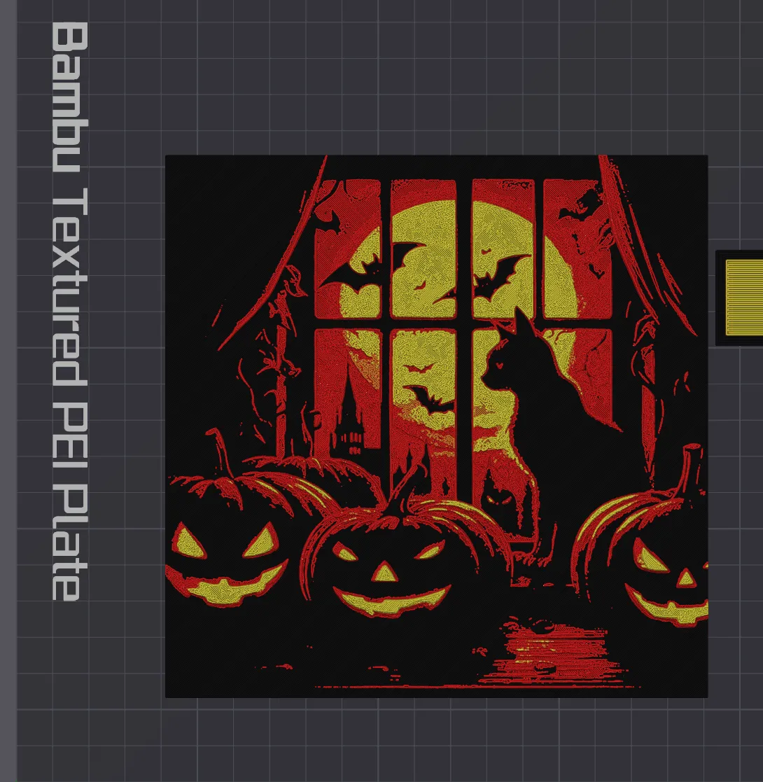 Halloween cat at the window - Hueforge 4 color filament painting