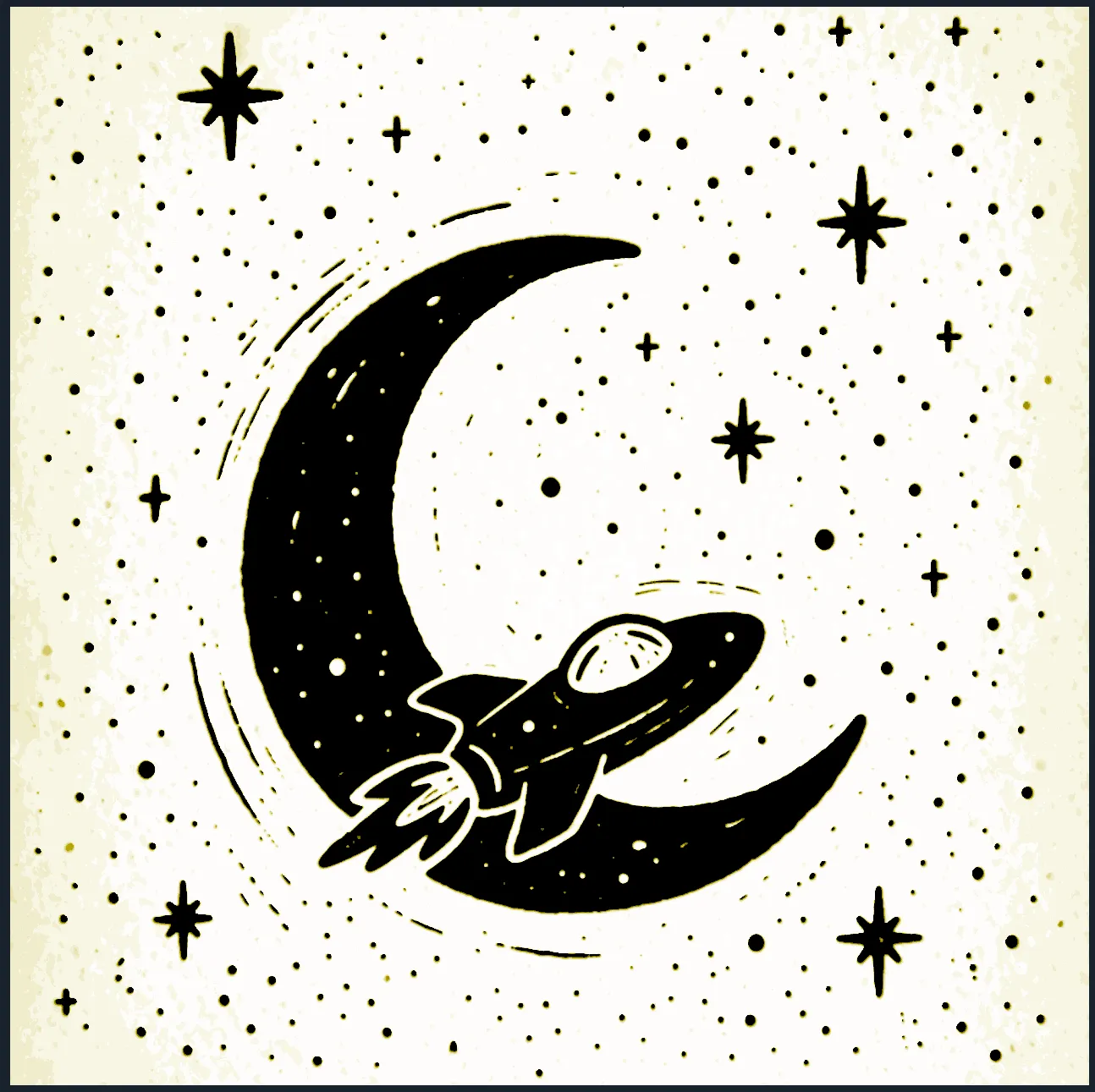 Moon and Rocket Ship