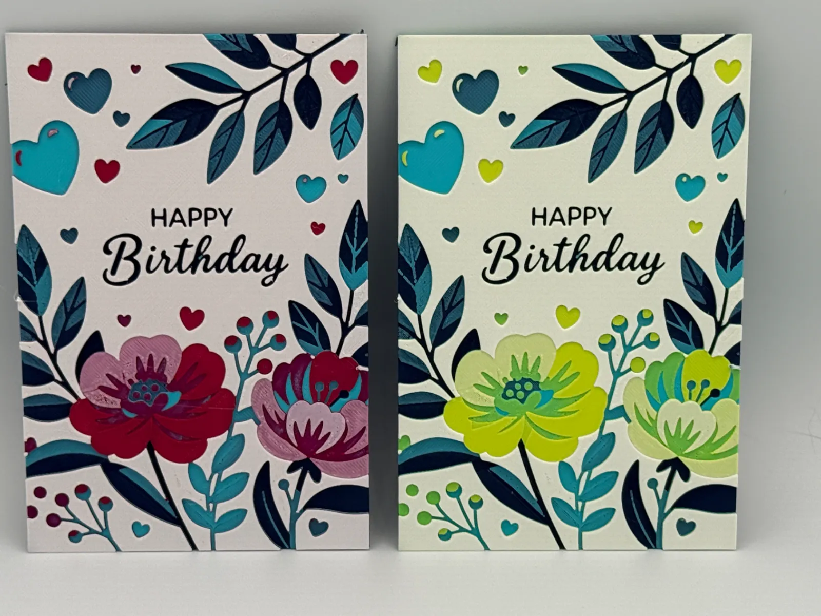 Floral Hearts Birthday Greeting Card/Sign Hueforge
