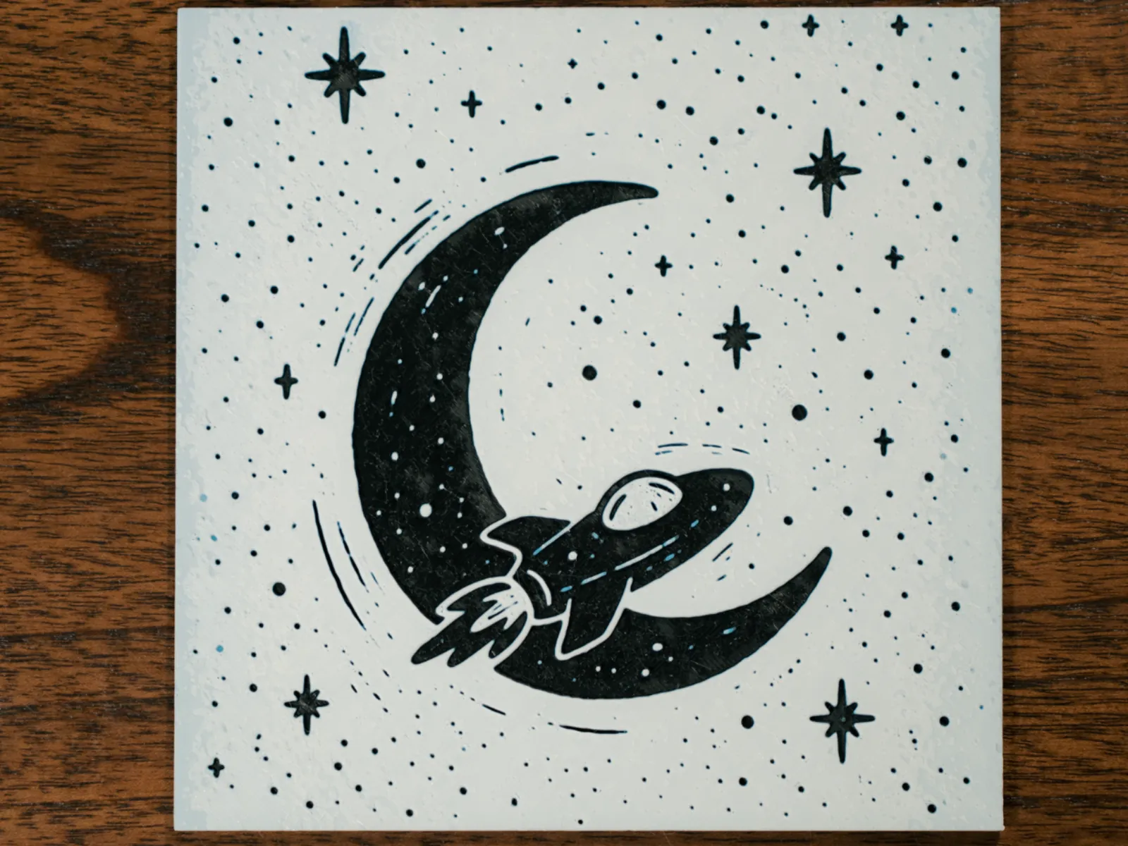 Moon and Rocket Ship