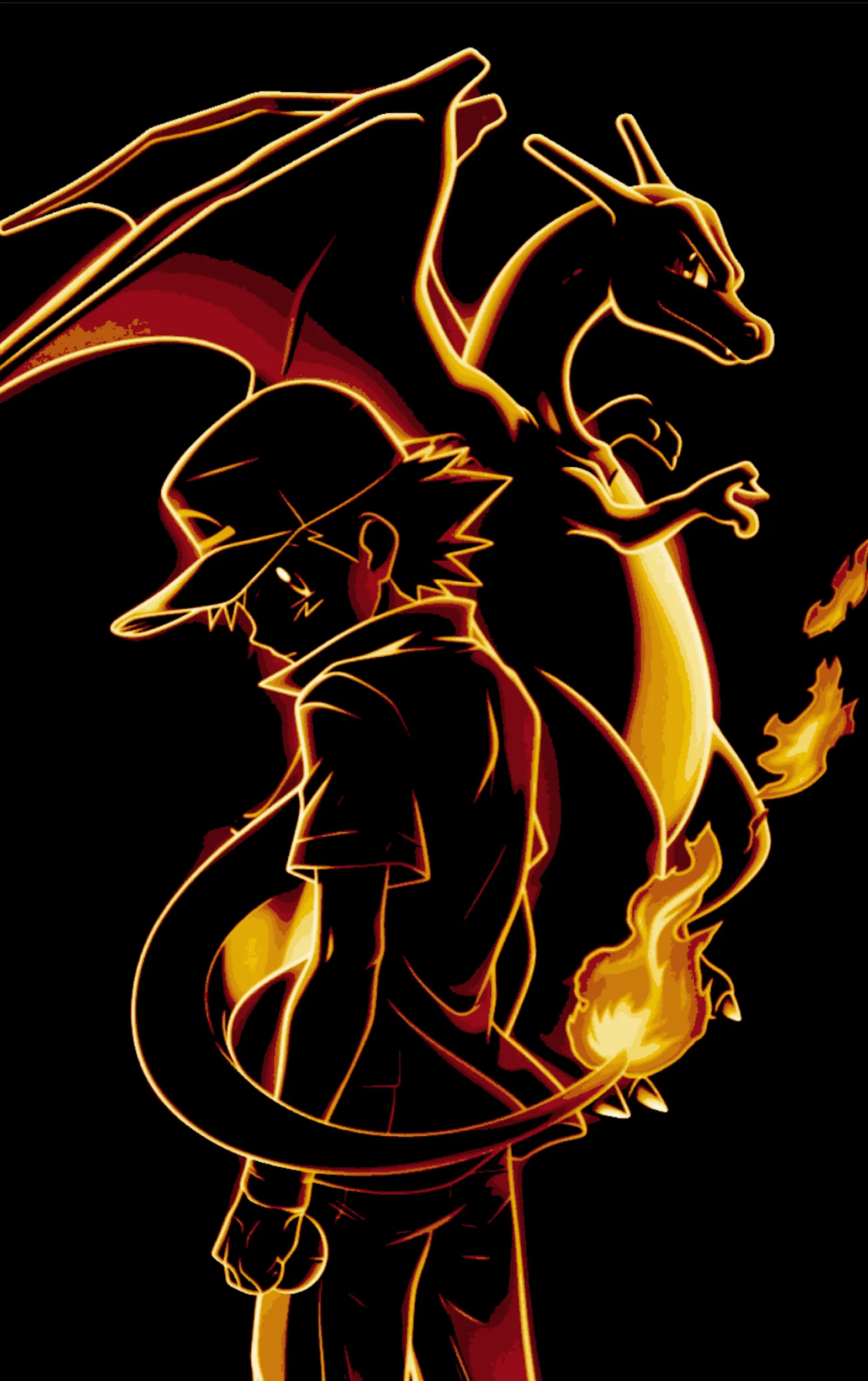 Ash & Charizard NeonArt Hueforge