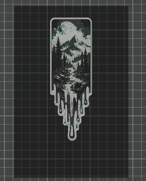 Mountain Fall Inkfall Bookmark - Hueforge