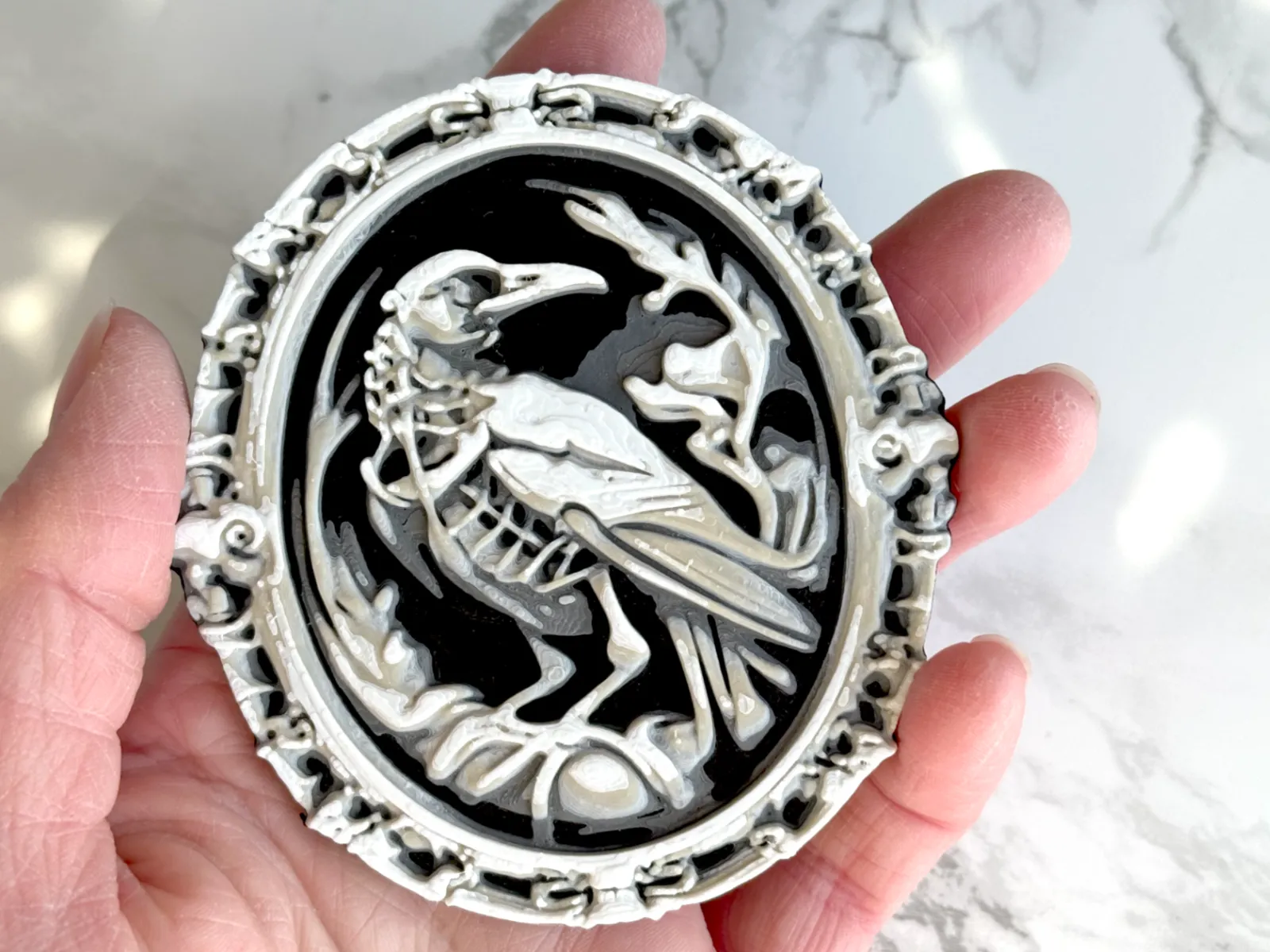 Gothic Skeletal Raven / Bird Magnet