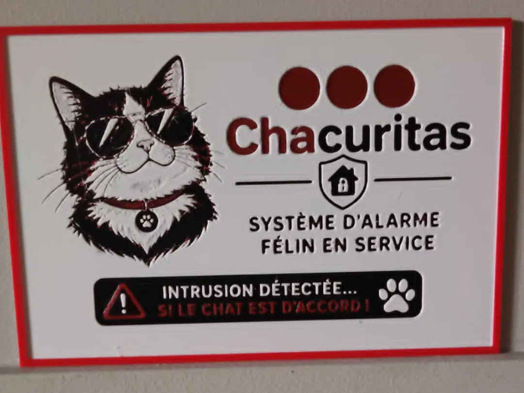 pancarte chat alarme entrée hueforge chacuritas