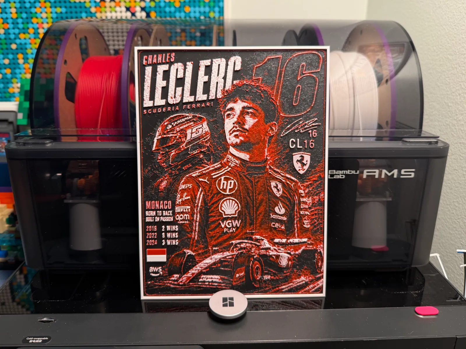 Charles Leclerc Ferrari Driver Card HueForge