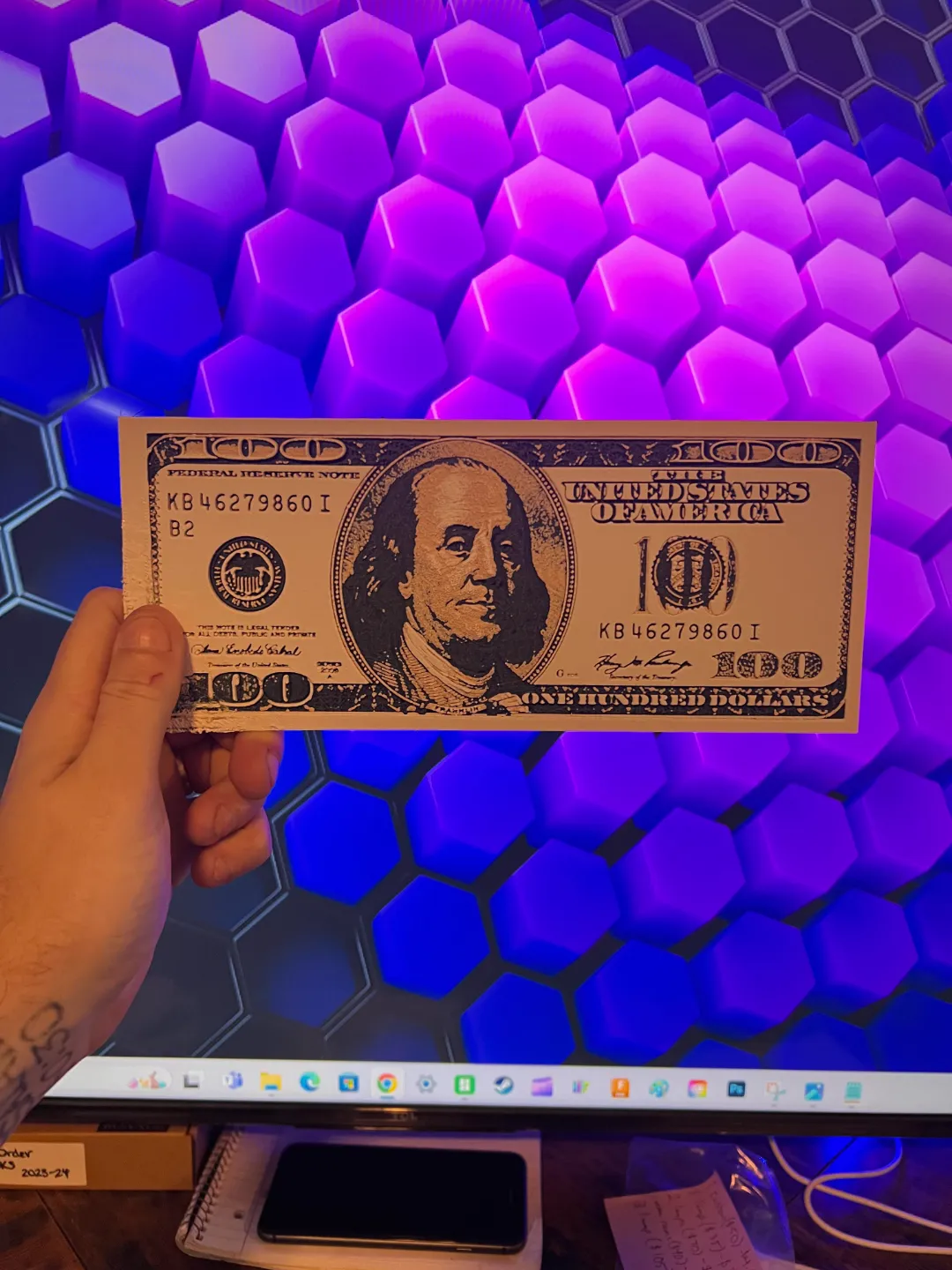 100 Dollar Bill Hueforge