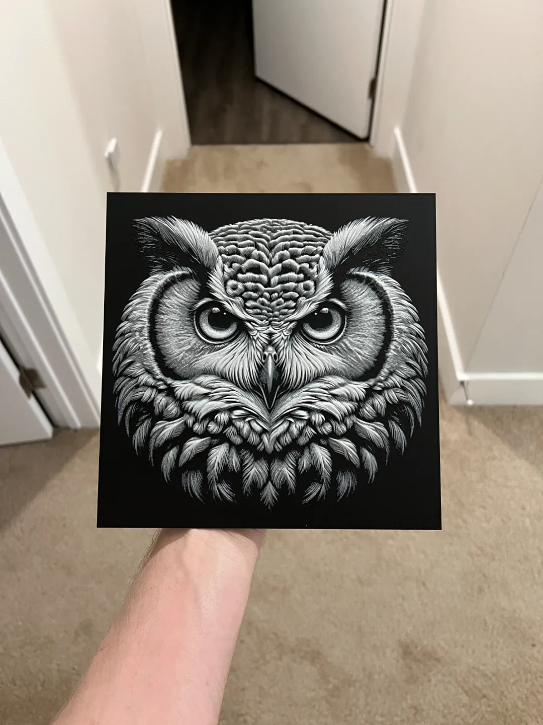 Grayscale Owl Hueforge