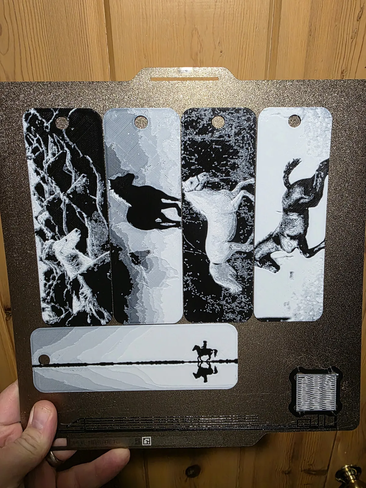 Horse Bookmark Set of 5 Hueforge(Black and White)