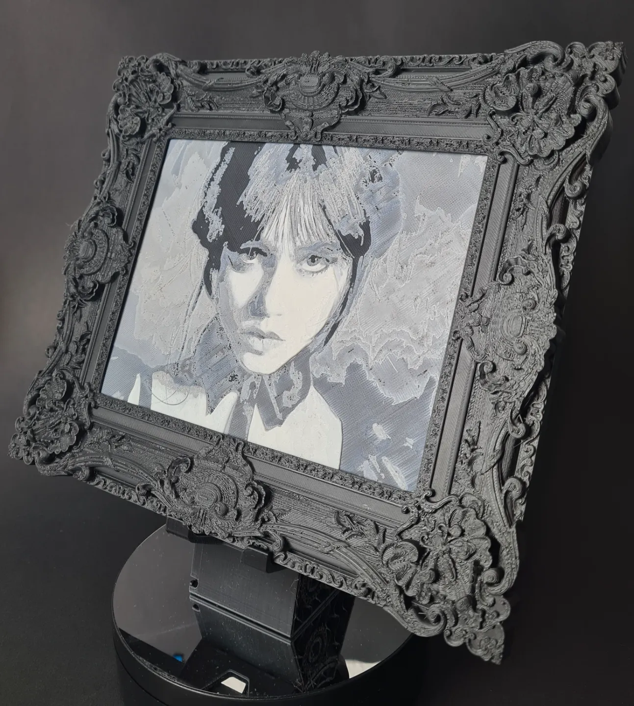 Wednesday Addams Hueforge portrait with it's baroque frame