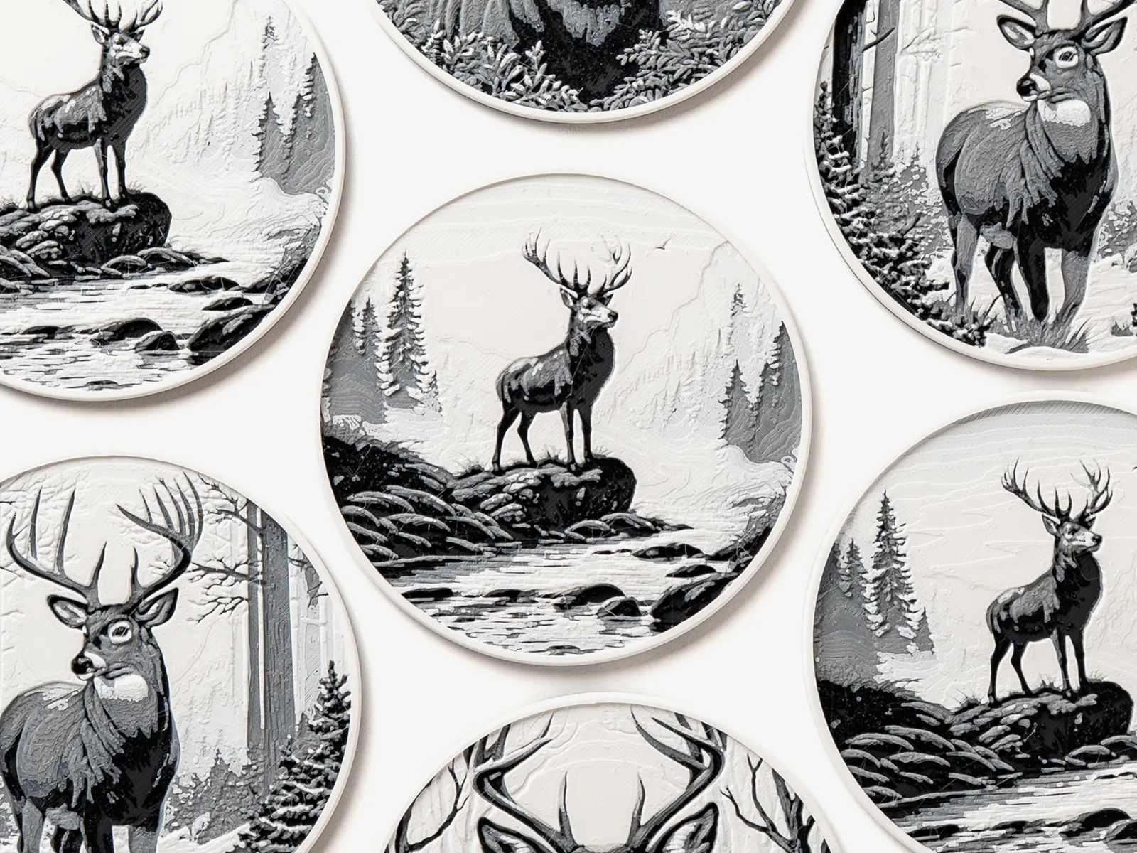 Winter Deer Coasters