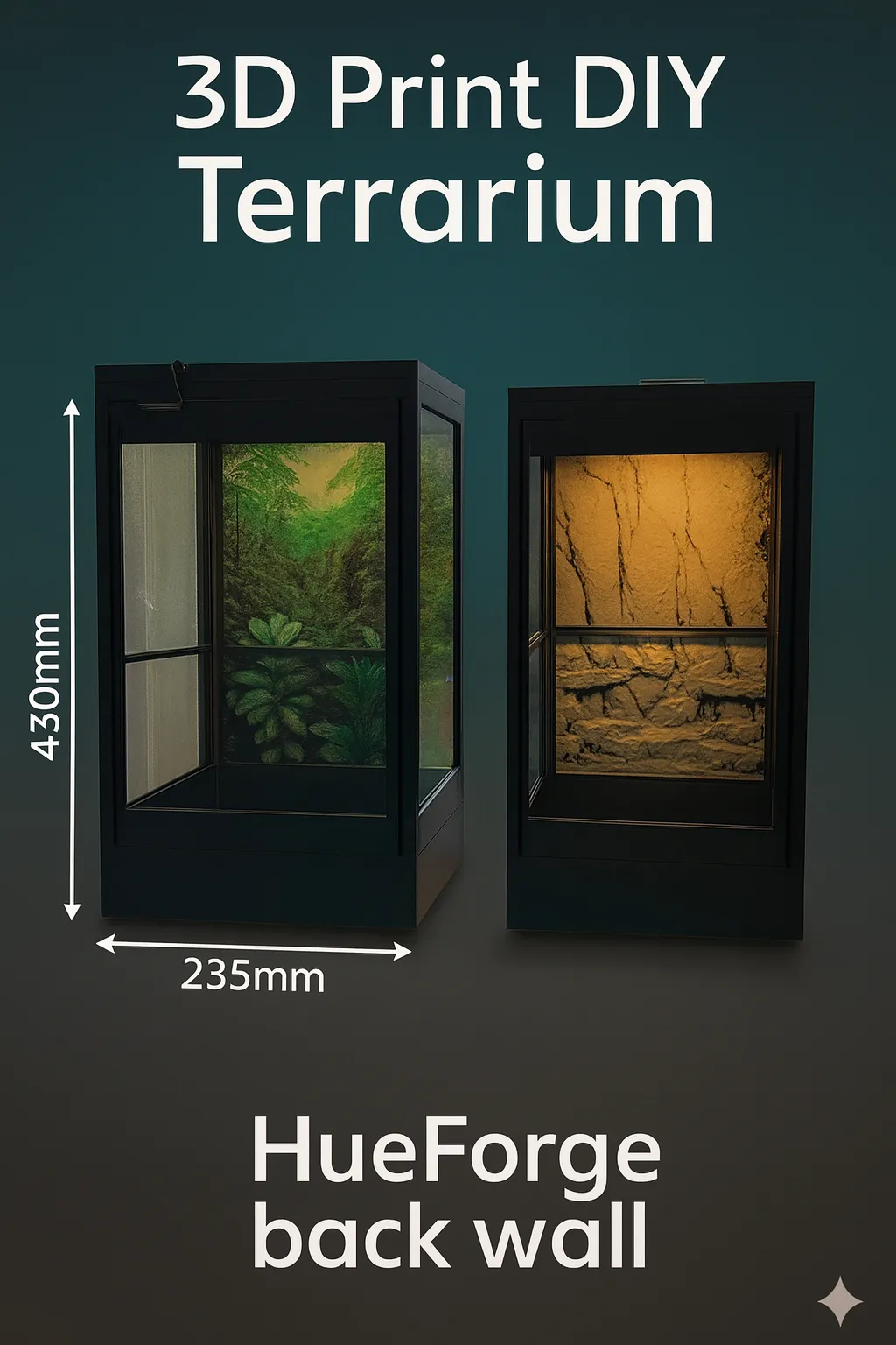 DIY Terrarium 235x220x430mm mit HueForge Rückwand