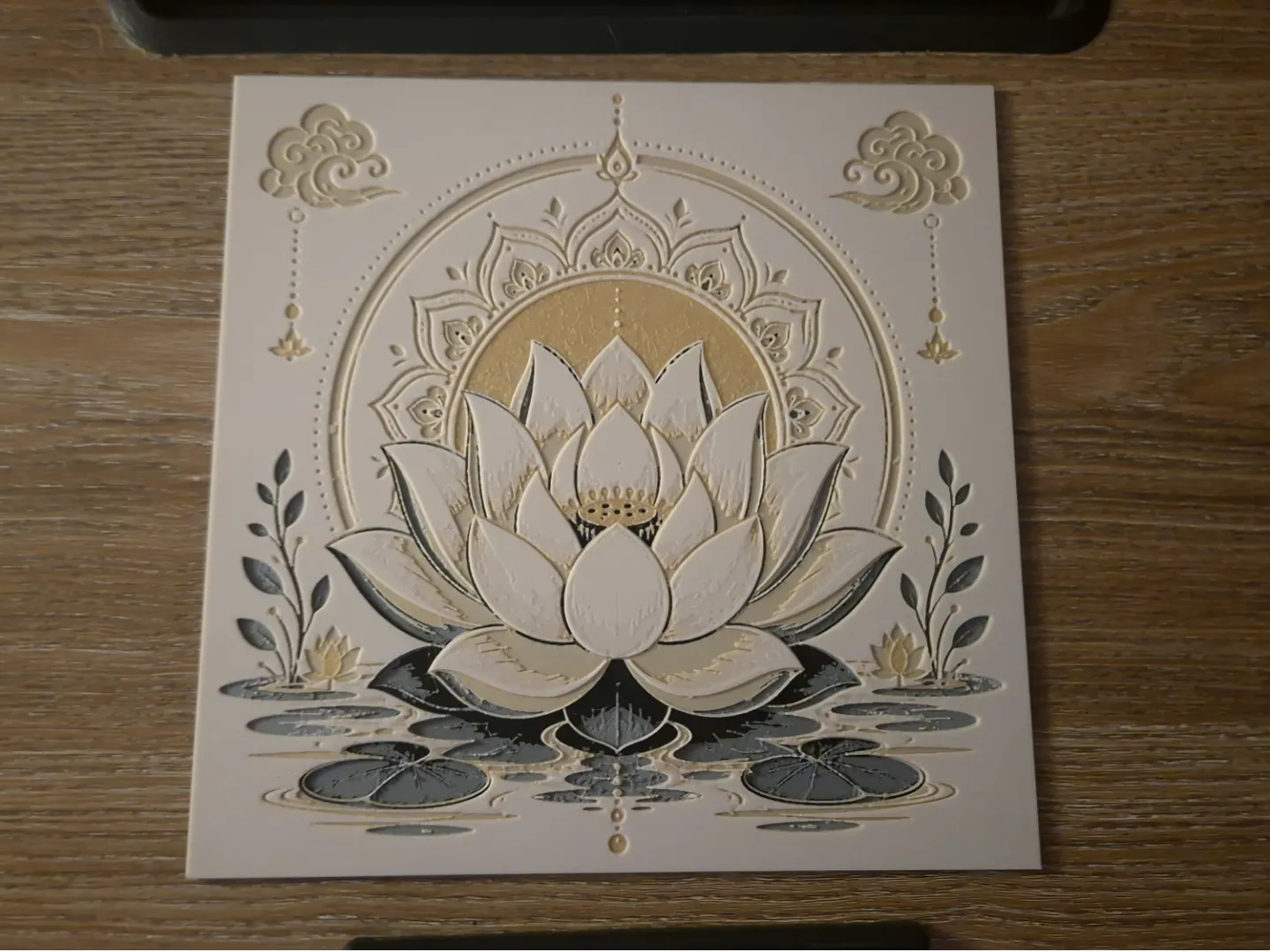 Sacred Lotus Mandala - Elegant HueForge Wall Art