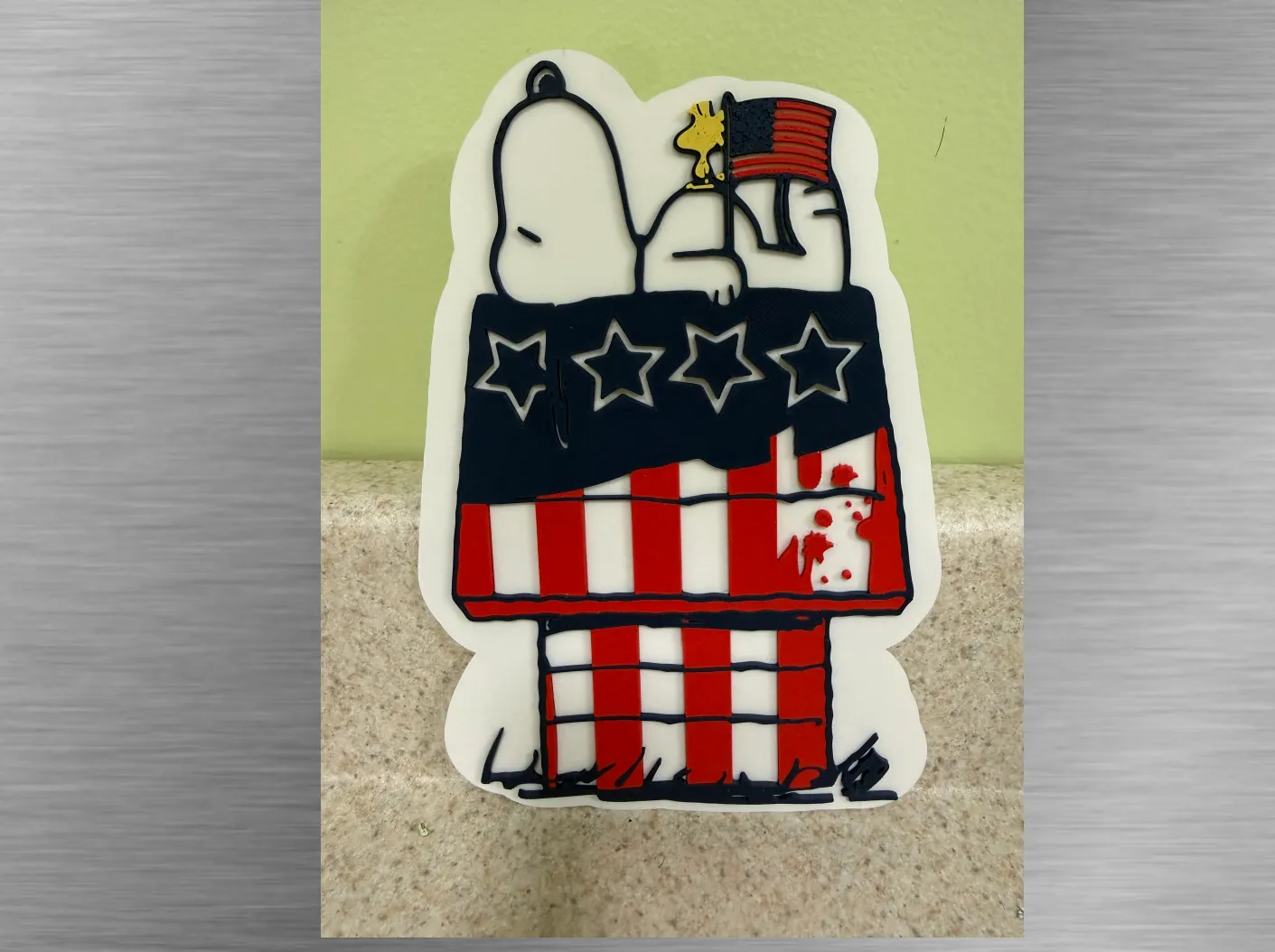 Patriotic-Snoopy Chillin on top of house