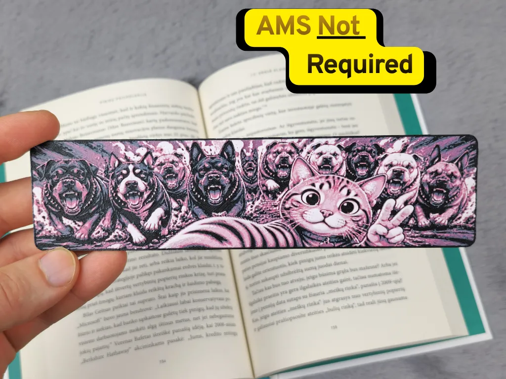 Funny Cat vs Angry Dogs HueForge Bookmark