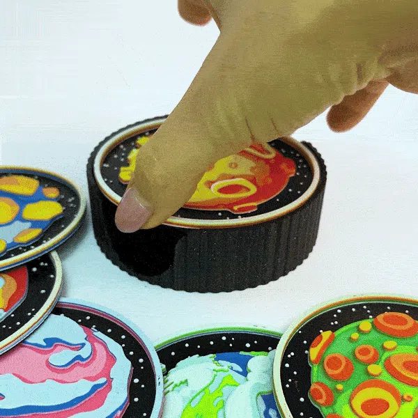 Planets Space Coasters, set of 6 + Coaster Holder