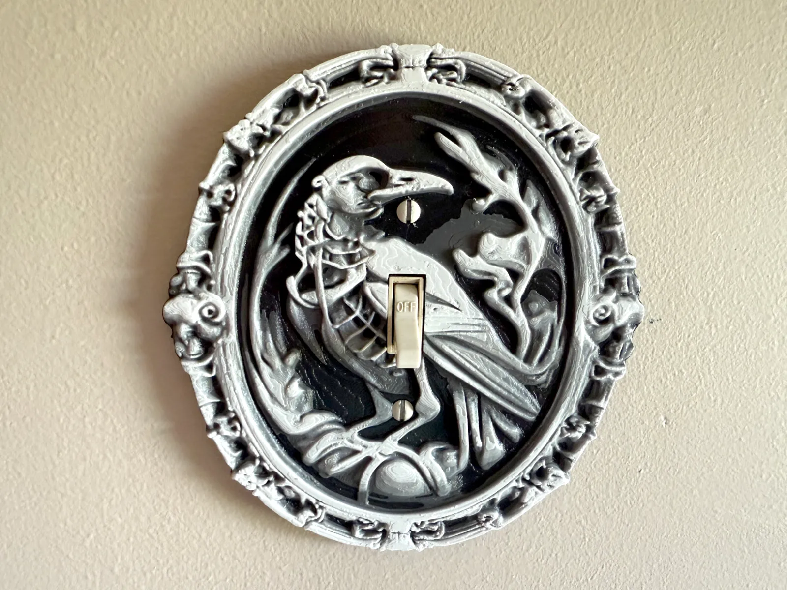 Gothic Skeleton Bird Light Switch Cover