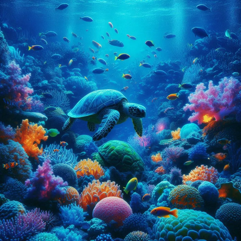 Turtle in sea - Hueforge - Glow in the dark