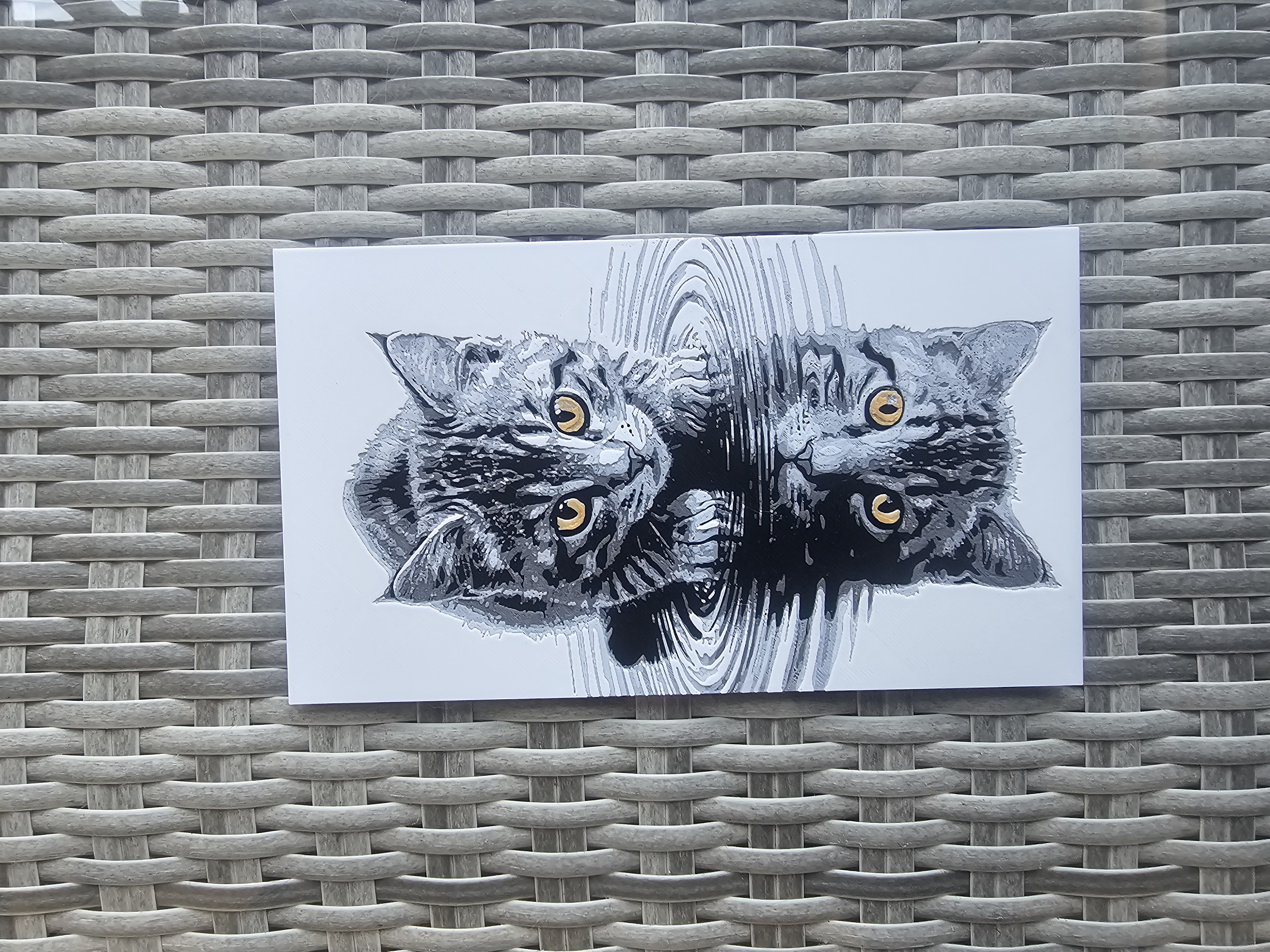Katze Spiegelung im Wasser Tier Hueforge