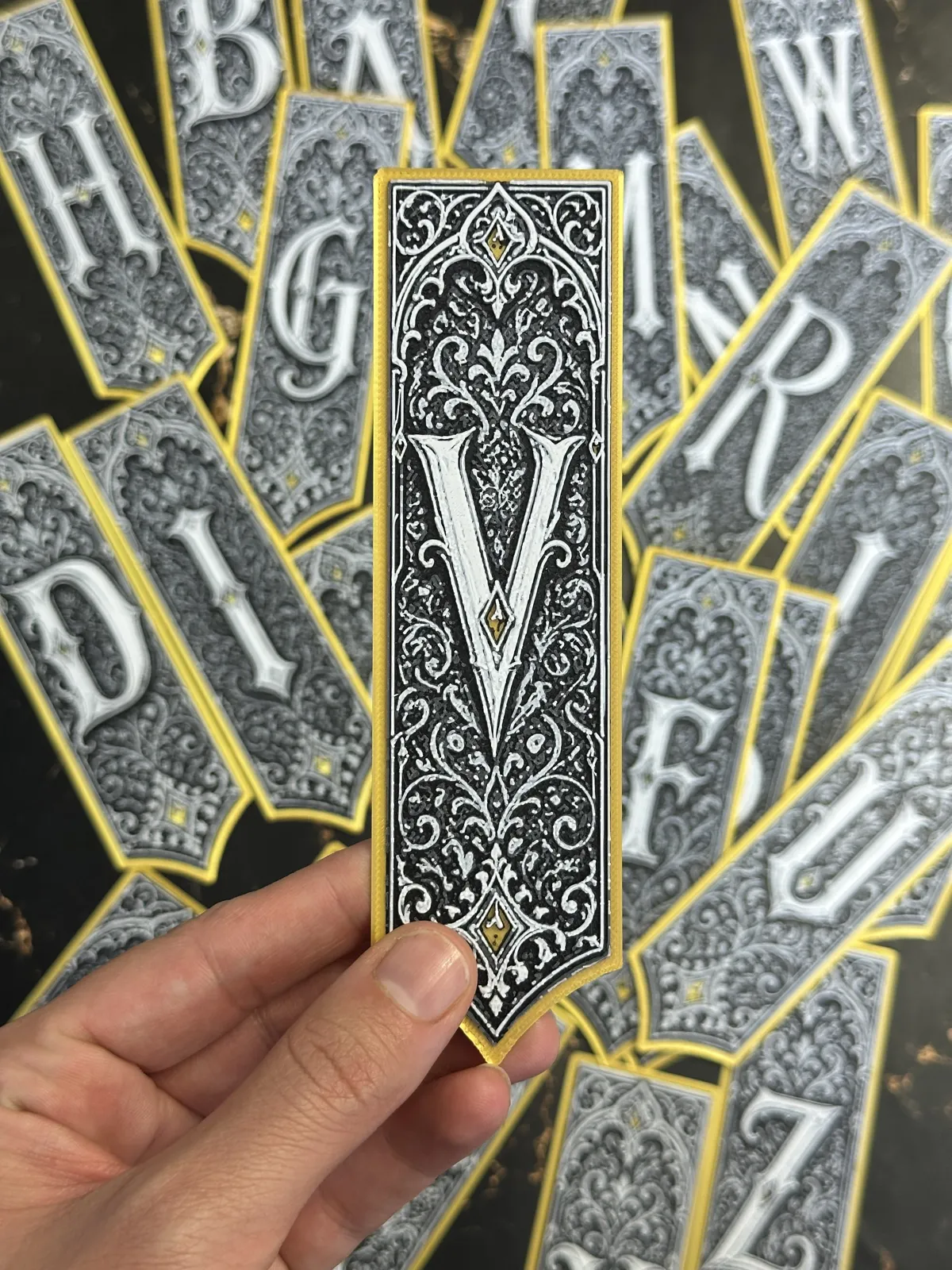 Gothic Letter V Bookmark - HueForge Alphabet
