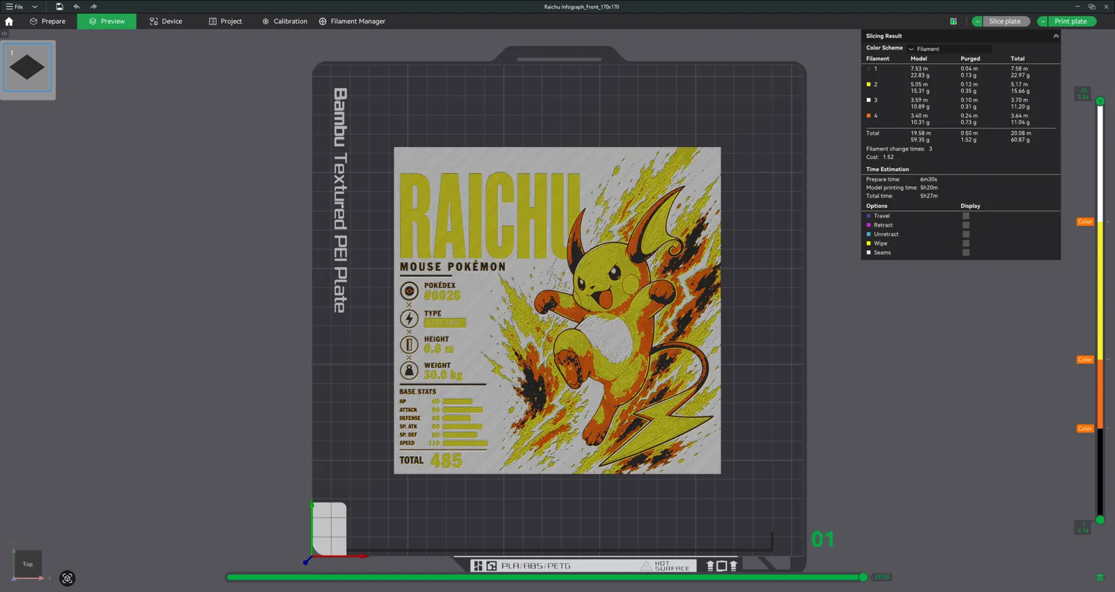 Raichu Infographic Hueforge