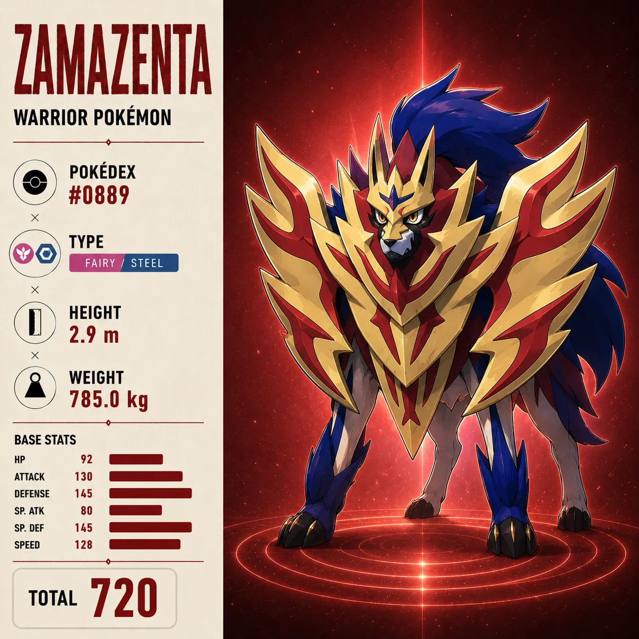 Pokemon - Zamazenta Infographic Hueforge