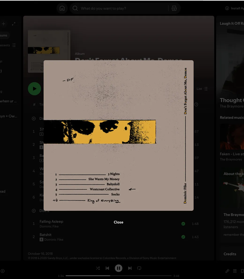 Dominic Fike- Dont Forget About Me Demos, Hueforge