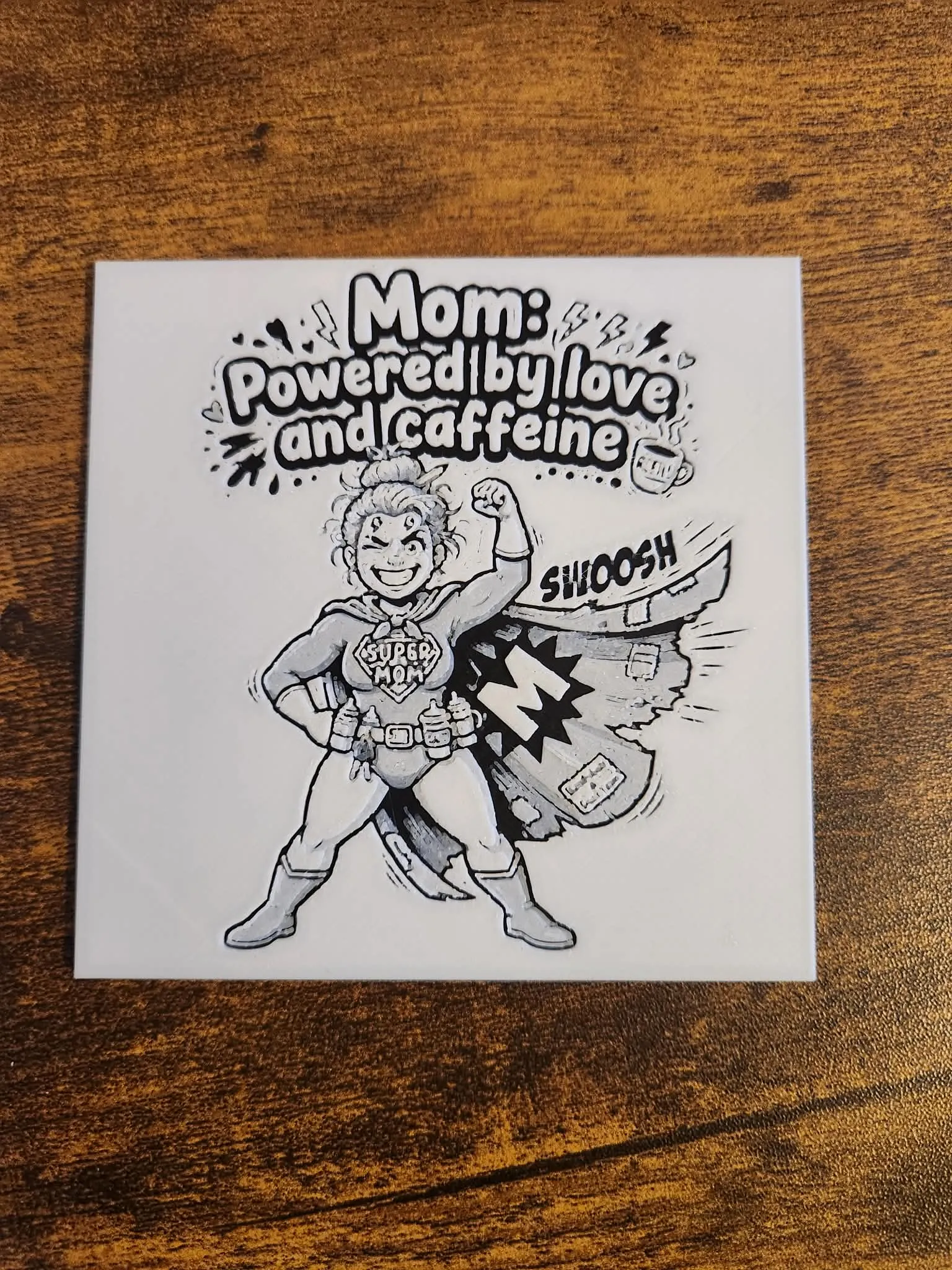Funny Coaster - Mom Powered by love and caffeine