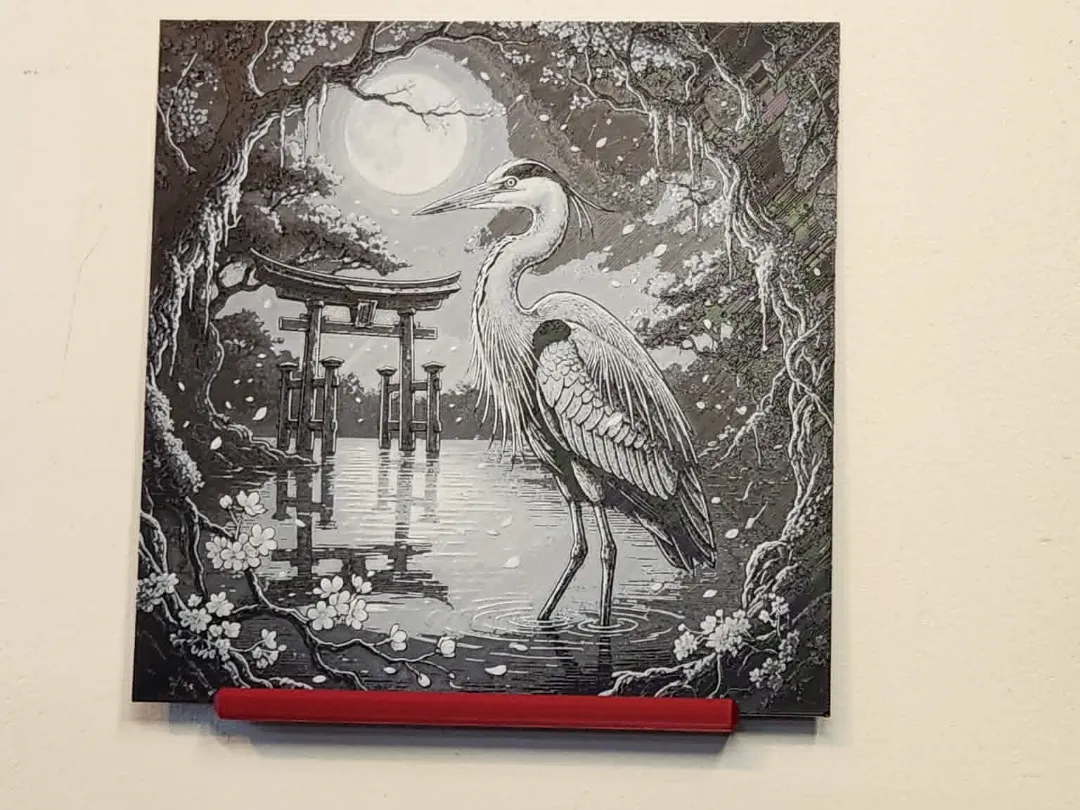 Hueforge - Heron Under Moonlit Torii