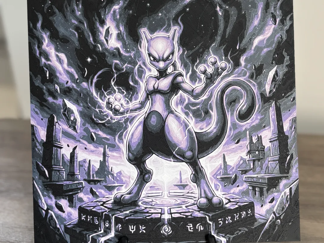 Mewtwo’s Power – 3D Hueforge Pokémon Art