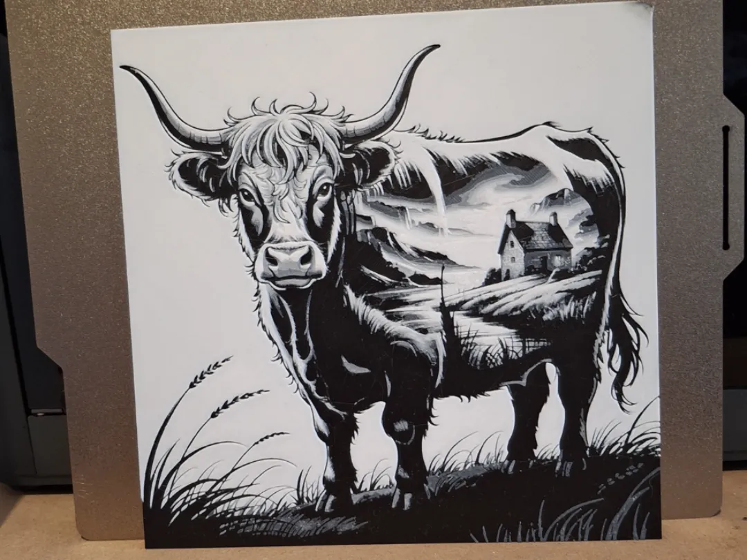 Highland Cow - Double exposure style - Hueforge