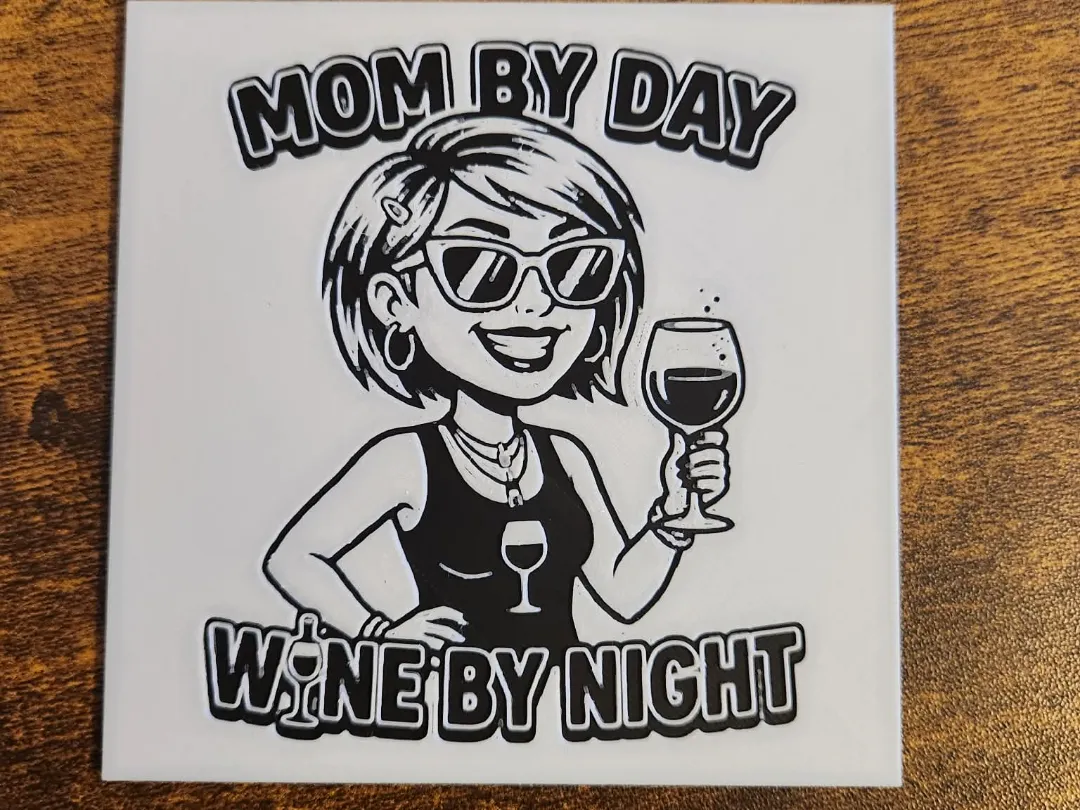 Funny Coaster - Mom by Day Wine by Night