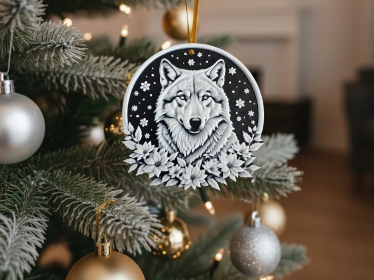 Christmas Wolf Decoration